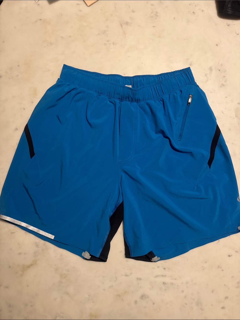 lululemon athletica Men's Bright Blue Athletic Shorts with Black Accents